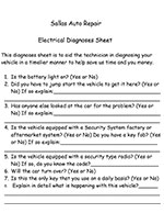 Electrical Diagnoses Sheet
